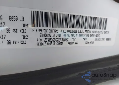 2014 Dodge Grand Caravan Se 30Th Anniversary z USA, uszkodzony, nr VIN 2C4RDGBG7ER340371